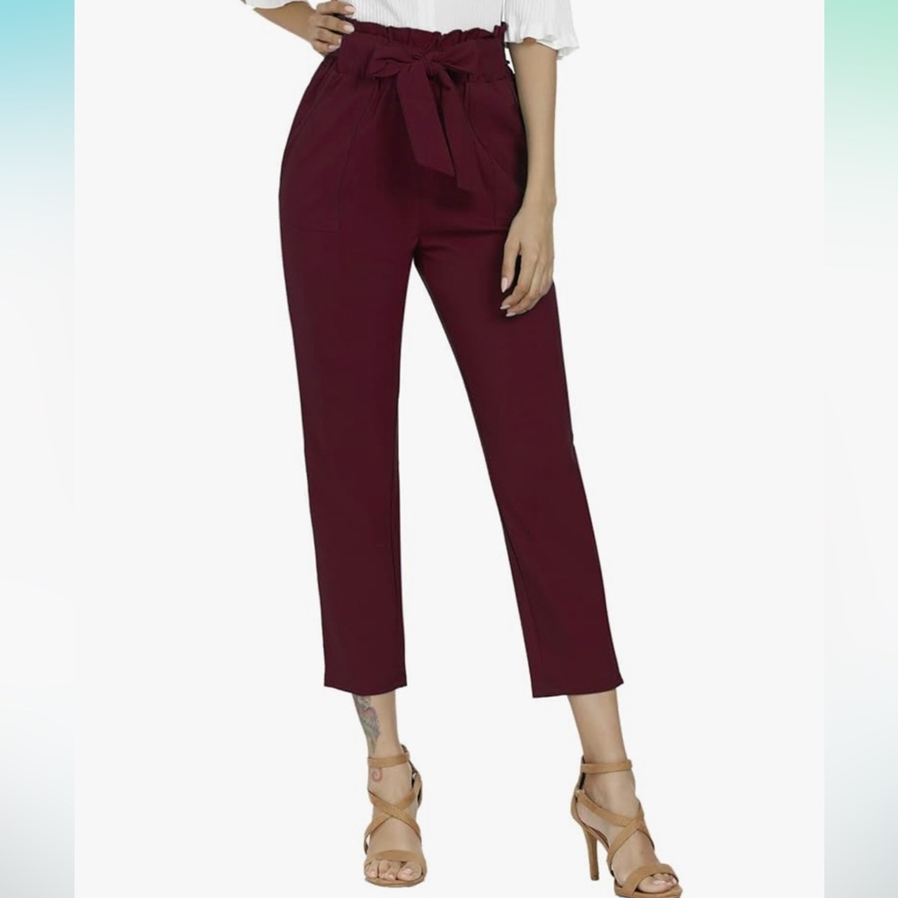 Red Freeprance Paper Bag Pants